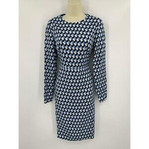 DVF Diane von Furstenberg Cleo Harlequin Ivory blue diamond shift dress new 4